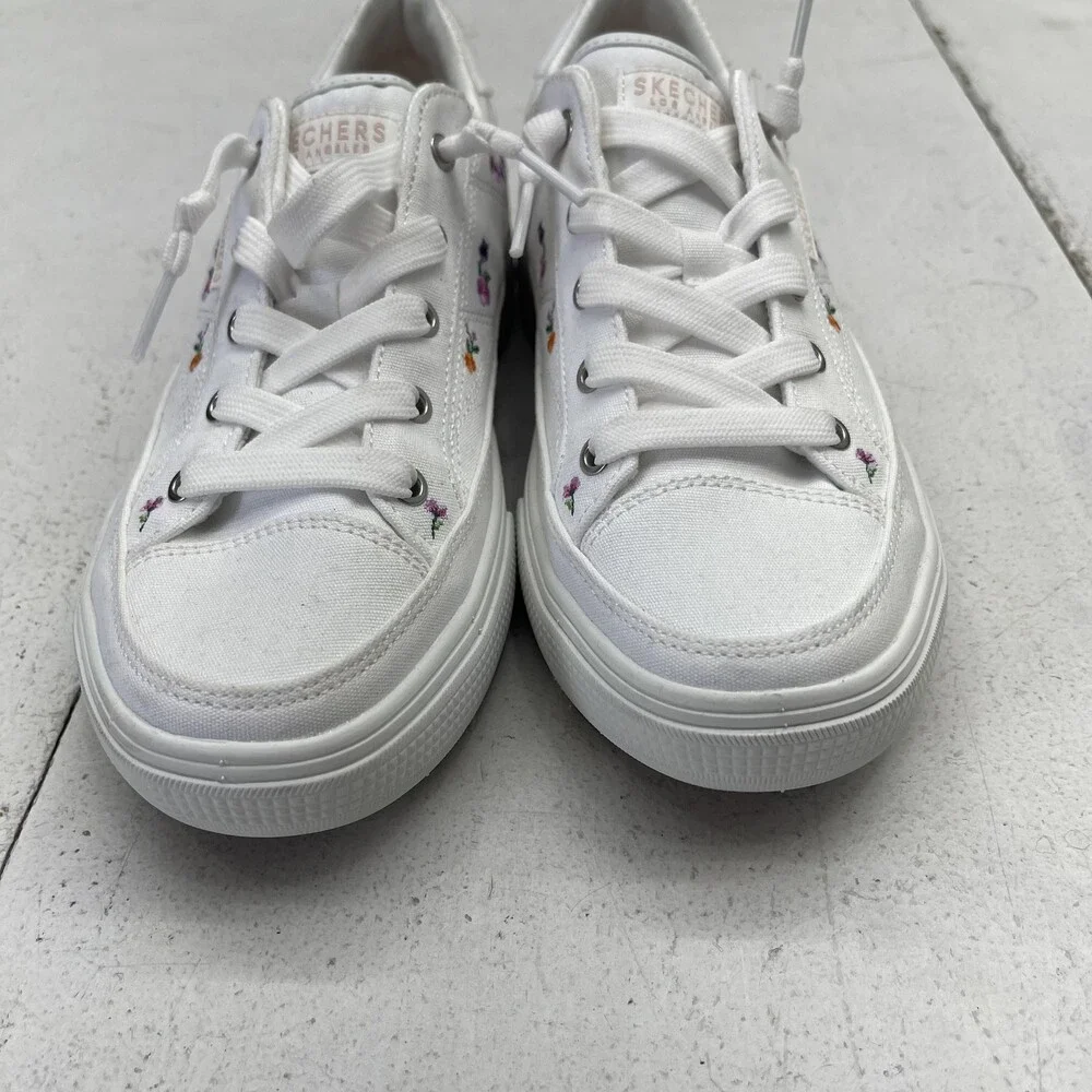 Skechers Air-Cooled Arch Fit Shoes Womens Size 7 White Floral Sneakers Walking - Picture 4 of 10